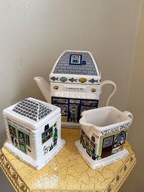 Wade England. English life teapot, creamer, sugar bowl set.